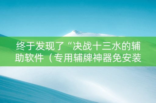 终于发现了“决战十三水的辅助软件（专用辅牌神器免安装）
