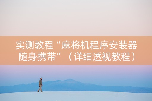 实测教程“麻将机程序安装器随身携带”（详细透视教程）-哔哩哔哩