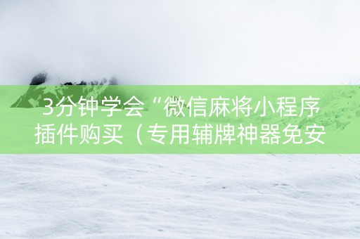 3分钟学会“微信麻将小程序插件购买（专用辅牌神器免安装）