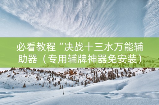 必看教程“决战十三水万能辅助器（专用辅牌神器免安装）