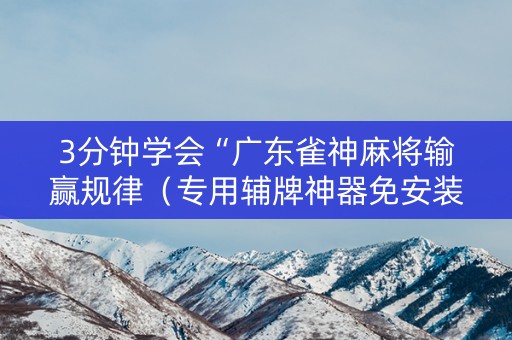 3分钟学会“广东雀神麻将输赢规律（专用辅牌神器免安装）