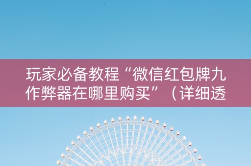 玩家必备教程“微信红包牌九作弊器在哪里购买”（详细透视教程）-哔哩哔哩