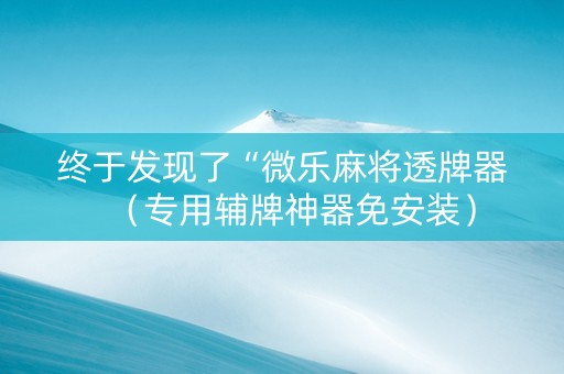 终于发现了“微乐麻将透牌器（专用辅牌神器免安装）