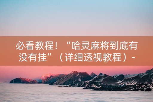 必看教程！“哈灵麻将到底有没有挂”（详细透视教程）-哔哩哔哩