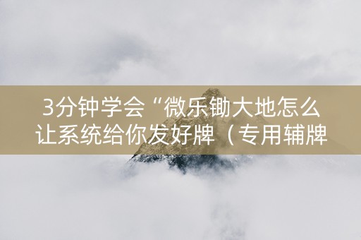 3分钟学会“微乐锄大地怎么让系统给你发好牌（专用辅牌神器免安装）