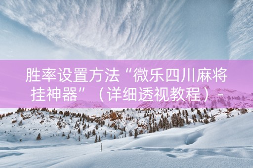 胜率设置方法“微乐四川麻将挂神器”（详细透视教程）-哔哩哔哩