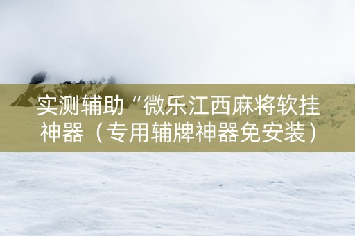 实测辅助“微乐江西麻将软挂神器（专用辅牌神器免安装）