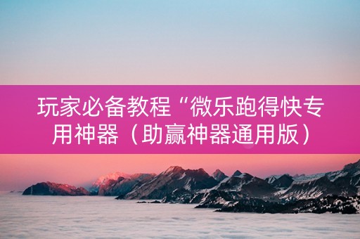 玩家必备教程“微乐跑得快专用神器（助赢神器通用版）