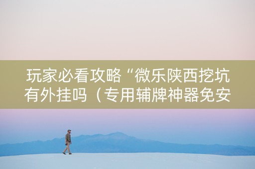 玩家必看攻略“微乐陕西挖坑有外挂吗（专用辅牌神器免安装）