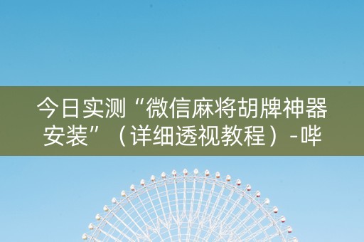 今日实测“微信麻将胡牌神器安装”（详细透视教程）-哔哩哔哩