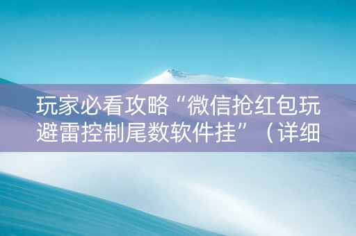 玩家必看攻略“微信抢红包玩避雷控制尾数软件挂”（详细透视教程）-哔哩哔哩