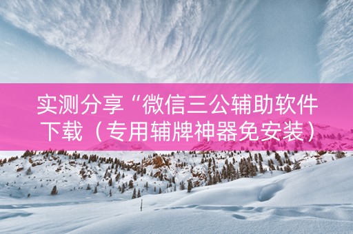 实测分享“微信三公辅助软件下载（专用辅牌神器免安装）