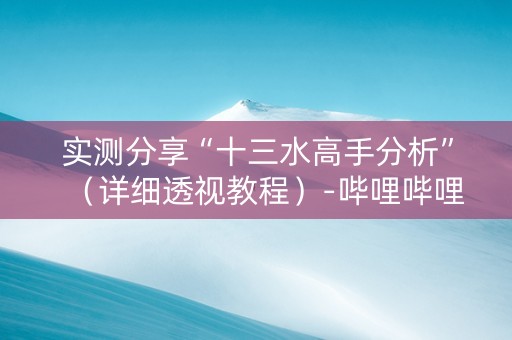实测分享“十三水高手分析”（详细透视教程）-哔哩哔哩