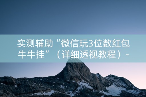 实测辅助“微信玩3位数红包牛牛挂”（详细透视教程）-哔哩哔哩