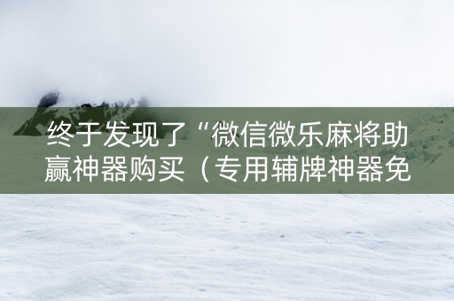 终于发现了“微信微乐麻将助赢神器购买（专用辅牌神器免安装）