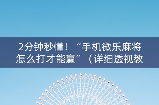 2分钟秒懂！“手机微乐麻将怎么打才能赢”（详细透视教程）-哔哩哔哩