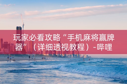 玩家必看攻略“手机麻将赢牌器”（详细透视教程）-哔哩哔哩