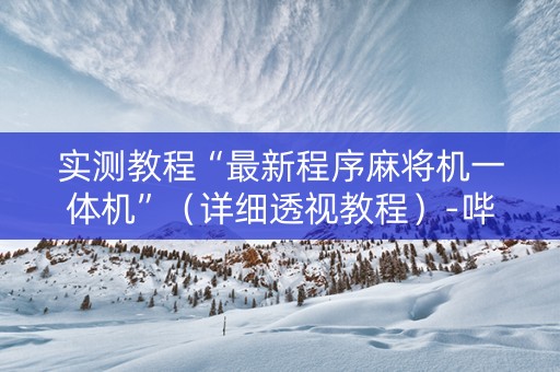 实测教程“最新程序麻将机一体机”（详细透视教程）-哔哩哔哩