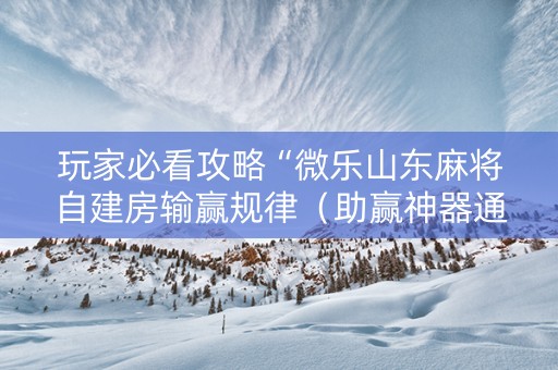 玩家必看攻略“微乐山东麻将自建房输赢规律（助赢神器通用版）