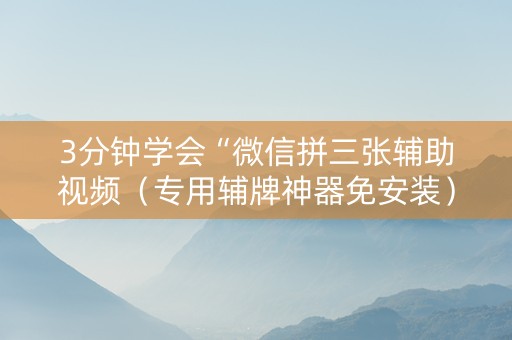 3分钟学会“微信拼三张辅助视频（专用辅牌神器免安装）