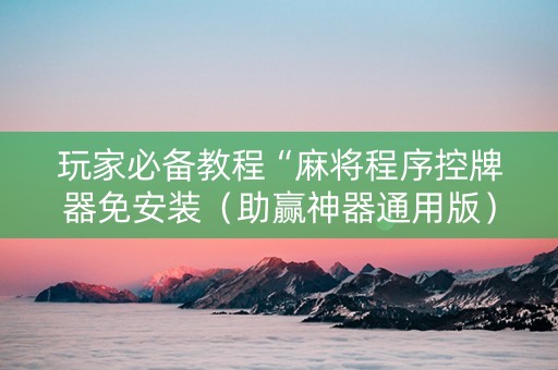 玩家必备教程“麻将程序控牌器免安装（助赢神器通用版）