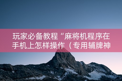 玩家必备教程“麻将机程序在手机上怎样操作（专用辅牌神器免安装）