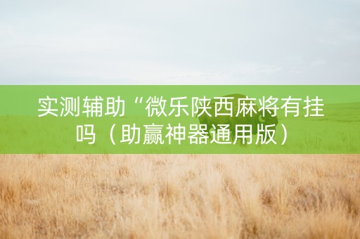 实测辅助“微乐陕西麻将有挂吗（助赢神器通用版）