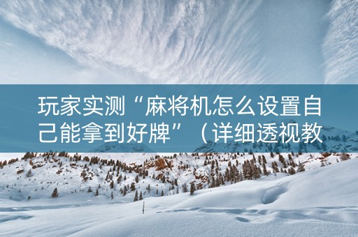 玩家实测“麻将机怎么设置自己能拿到好牌”（详细透视教程）-哔哩哔哩