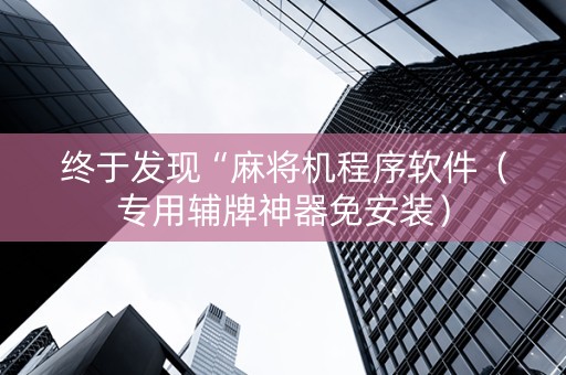 终于发现“麻将机程序软件（专用辅牌神器免安装）