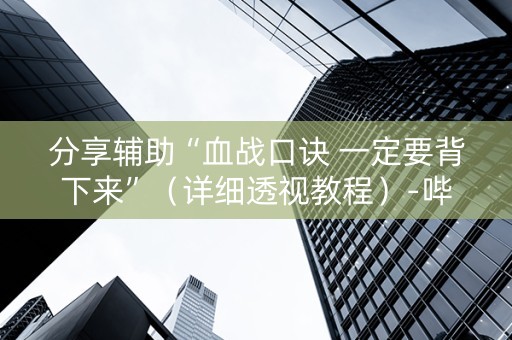 分享辅助“血战口诀 一定要背下来”（详细透视教程）-哔哩哔哩