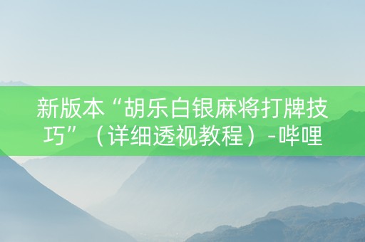 新版本“胡乐白银麻将打牌技巧”（详细透视教程）-哔哩哔哩