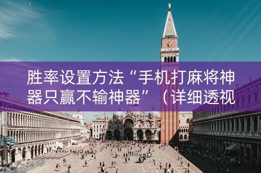 胜率设置方法“手机打麻将神器只赢不输神器”（详细透视教程）-哔哩哔哩
