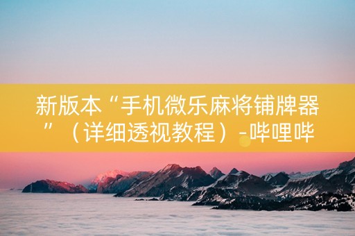 新版本“手机微乐麻将铺牌器”（详细透视教程）-哔哩哔哩