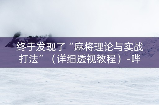 终于发现了“麻将理论与实战打法”（详细透视教程）-哔哩哔哩