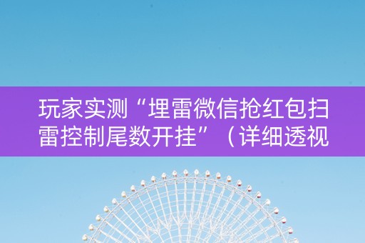 玩家实测“埋雷微信抢红包扫雷控制尾数开挂”（详细透视教程）-哔哩哔哩