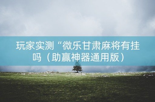 玩家实测“微乐甘肃麻将有挂吗（助赢神器通用版）