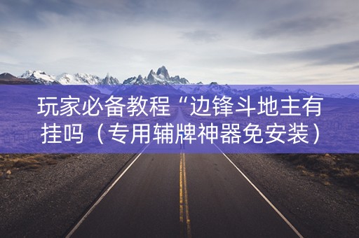 玩家必备教程“边锋斗地主有挂吗（专用辅牌神器免安装）