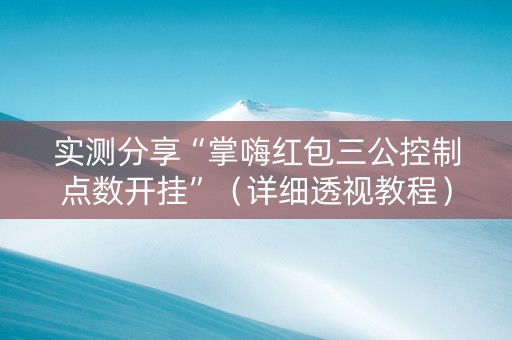 实测分享“掌嗨红包三公控制点数开挂”（详细透视教程）-哔哩哔哩