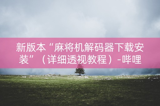 新版本“麻将机解码器下载安装”（详细透视教程）-哔哩哔哩