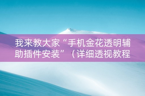 我来教大家“手机金花透明辅助插件安装”（详细透视教程）-哔哩哔哩
