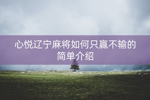 心悦辽宁麻将如何只赢不输的简单介绍