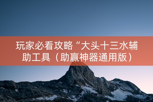 玩家必看攻略“大头十三水辅助工具（助赢神器通用版）