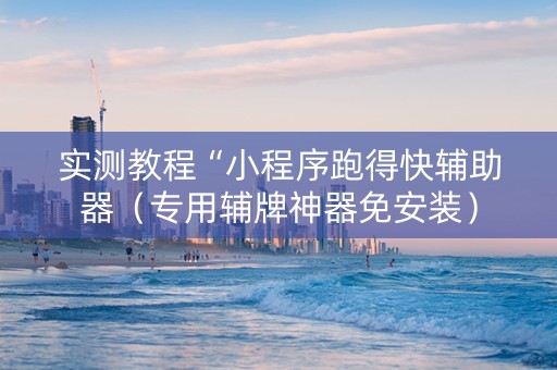 实测教程“小程序跑得快辅助器（专用辅牌神器免安装）