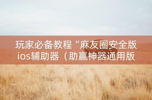 玩家必备教程“麻友圈安全版ios辅助器（助赢神器通用版）