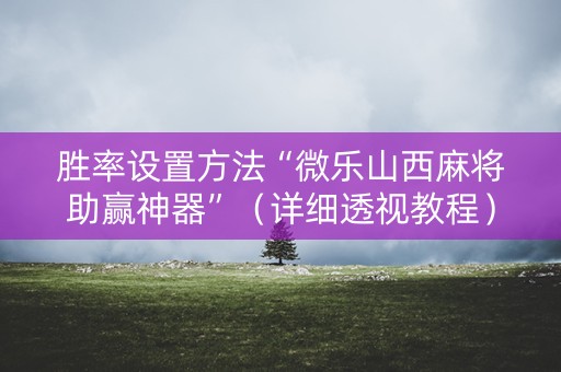 胜率设置方法“微乐山西麻将助赢神器”（详细透视教程）-哔哩哔哩