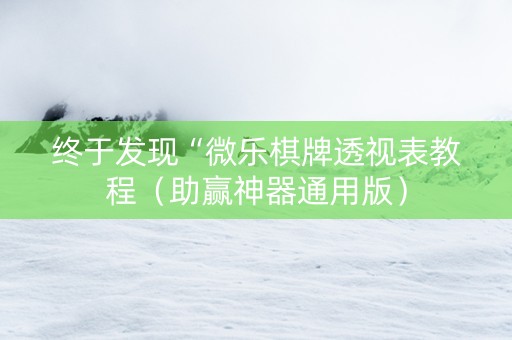 终于发现“微乐棋牌透视表教程（助赢神器通用版）