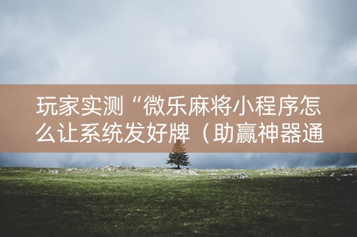 玩家实测“微乐麻将小程序怎么让系统发好牌（助赢神器通用版）