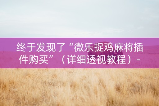 终于发现了“微乐捉鸡麻将插件购买”（详细透视教程）-哔哩哔哩