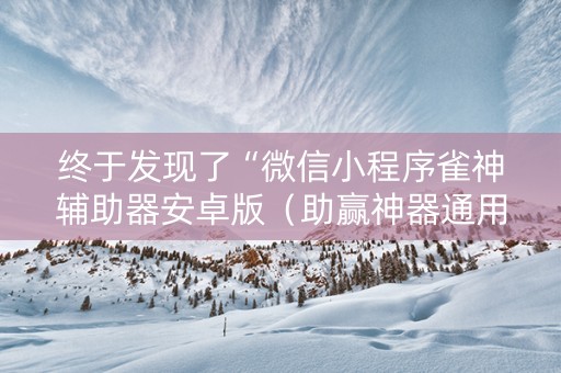 终于发现了“微信小程序雀神辅助器安卓版（助赢神器通用版）
