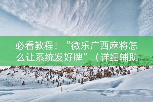 必看教程！“微乐广西麻将怎么让系统发好牌”（详细辅助教程）-哔哩哔哩